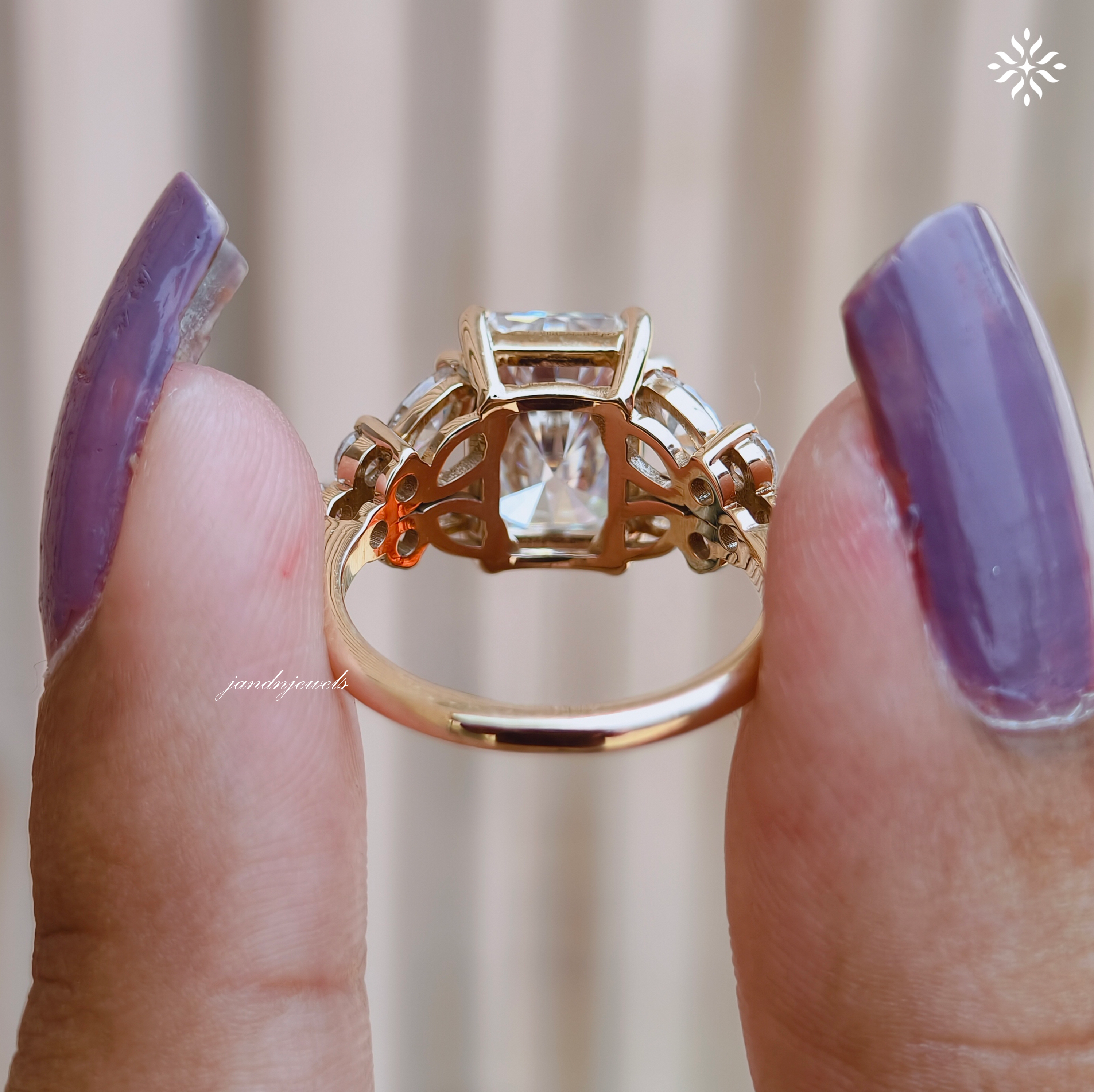 3 Carat Radiant Cut Moissanite Cluster Engagement Ring 14K Solid Gold Ring Floral Cluster Marquise Ring Unique Wedding Ring for Women