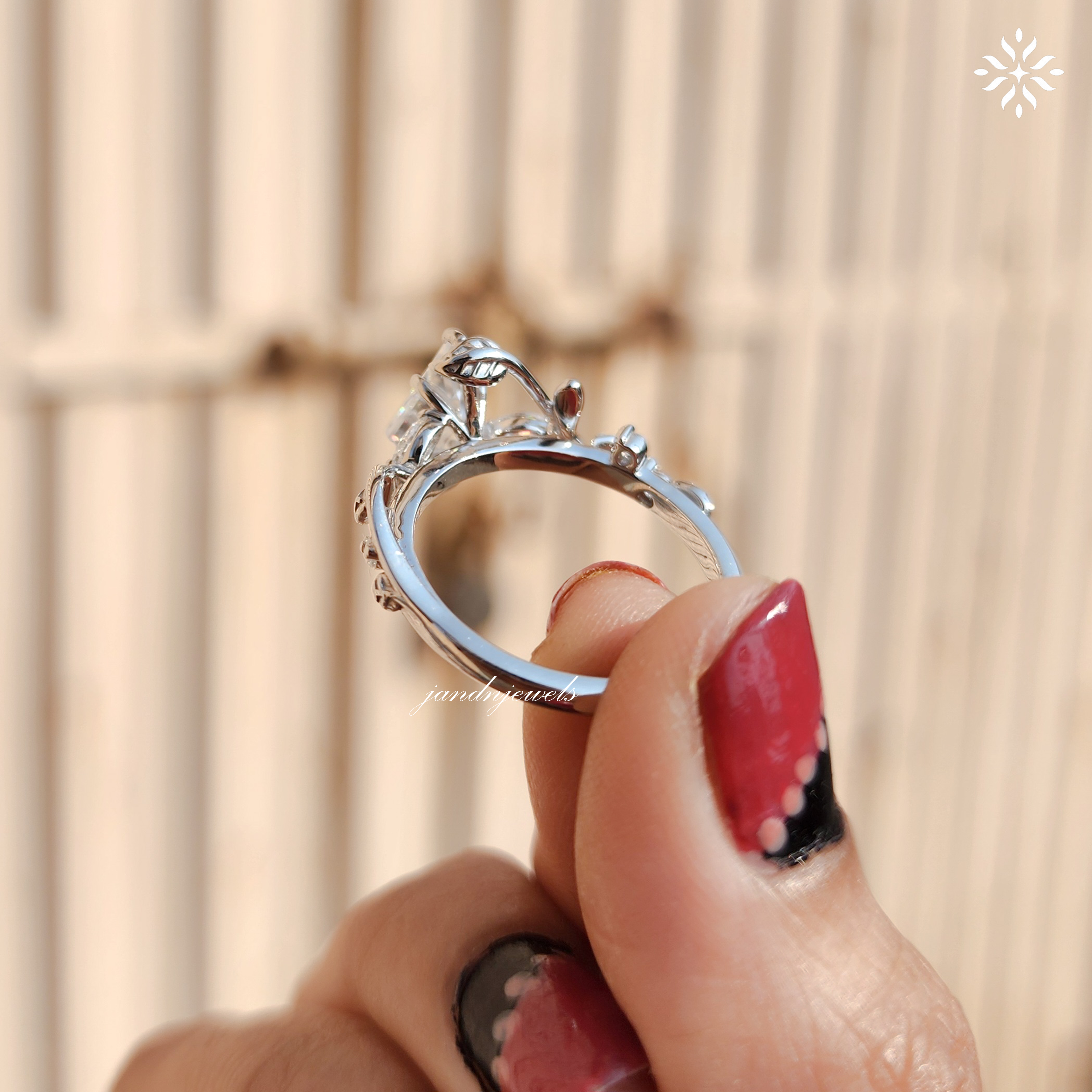 2CT Kite Cut Moissanite Engagement Ring 14K Gold Nature Inspired Ring Leaf Design Ring Solitaire Ring Art Deco Wedding Ring for Her