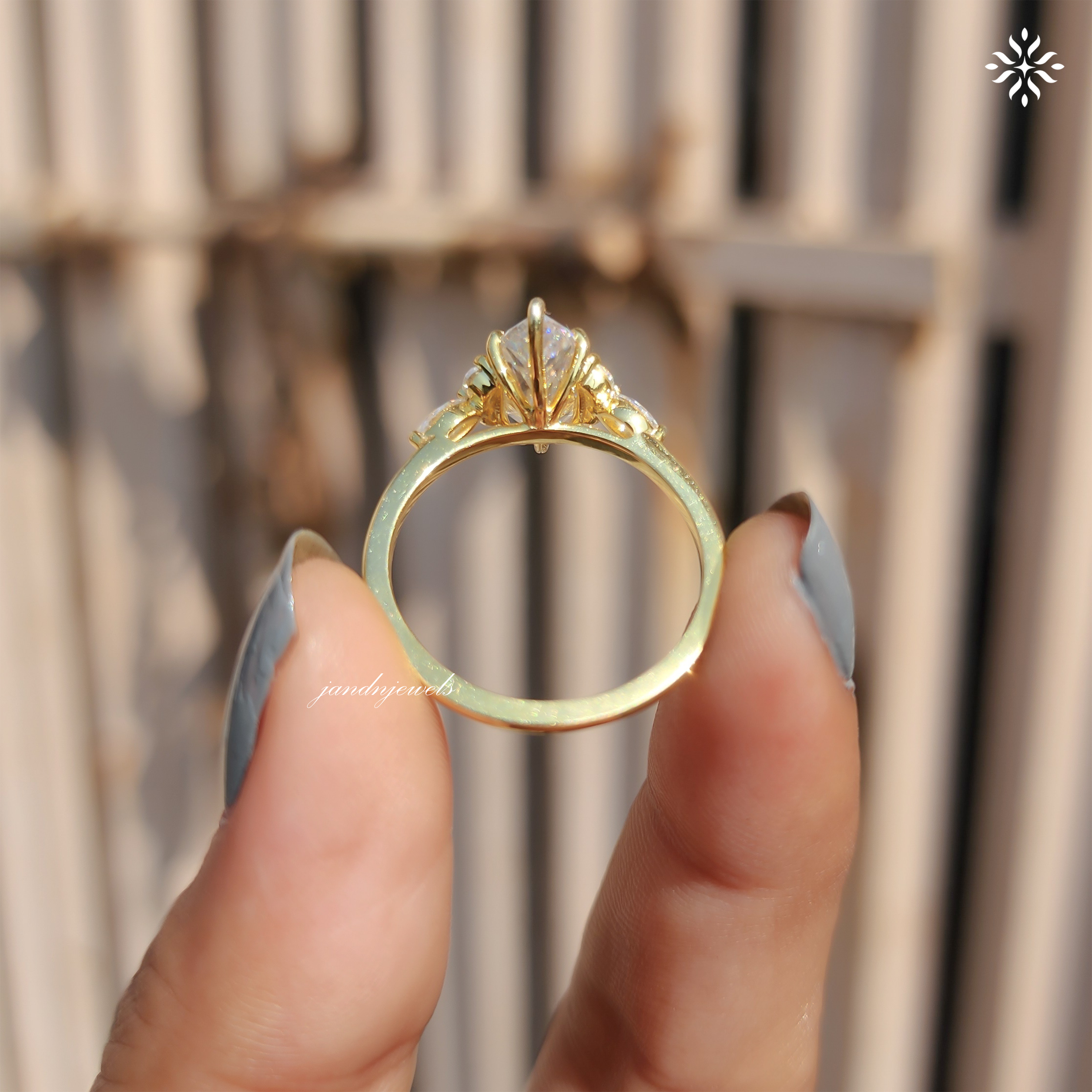 Vintage Marquise Cut Moissanite Engagement Ring Women's Diamond Wedding Ring with Side Stone Delicate 14k Solid Gold Diamond Promise Ring