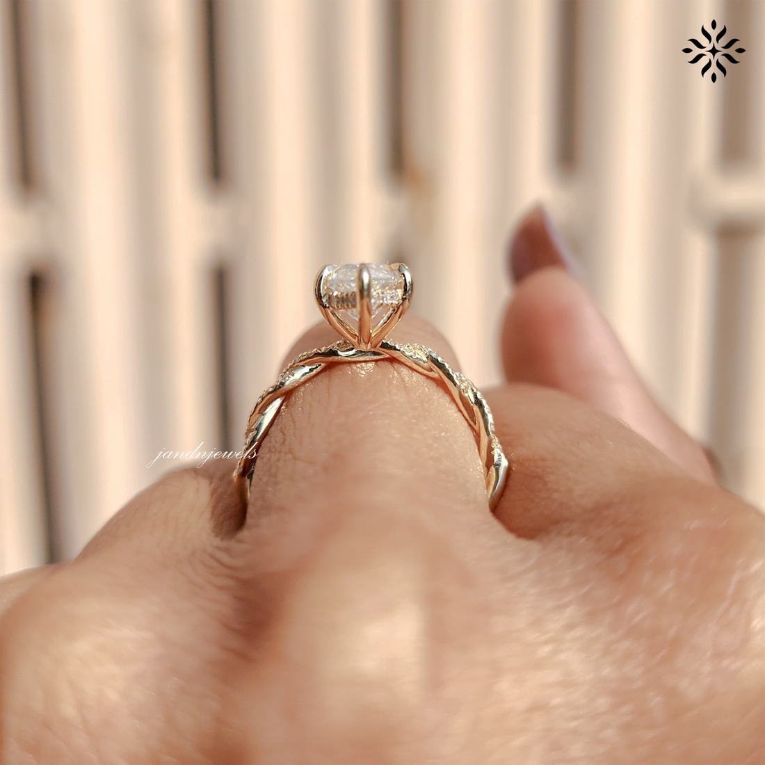 2CT Marquise Moissanite Engagement Ring 14K Solid Gold Twisted Shank Diamond Wedding Band Solitaire Hidden Halo Proposal Ring for Mom