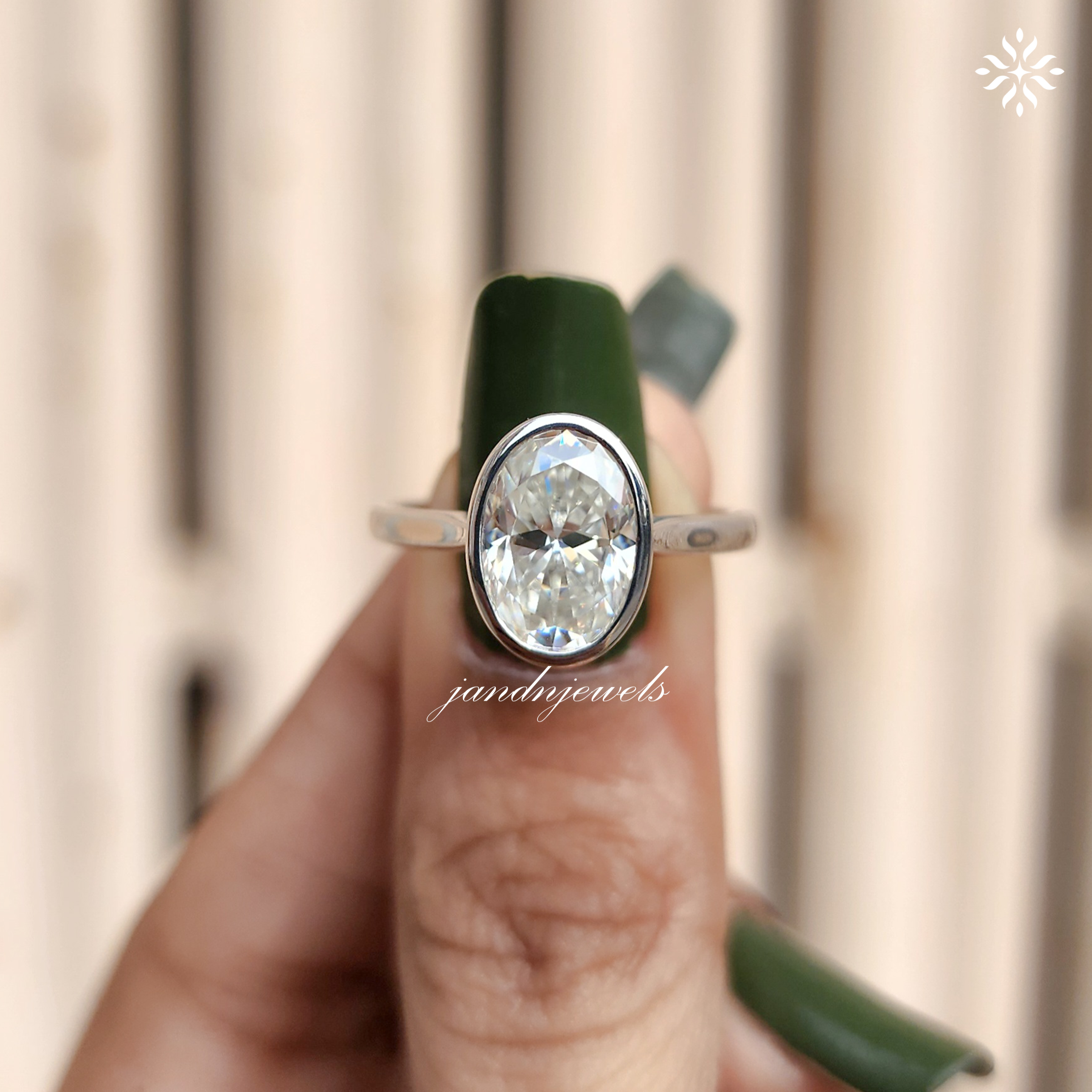 3CT Oval Cut Moissanite Wedding Ring 14k Solid White Gold Engagement Ring Bezel Set Moissanite Rings Gift's Rings For Her