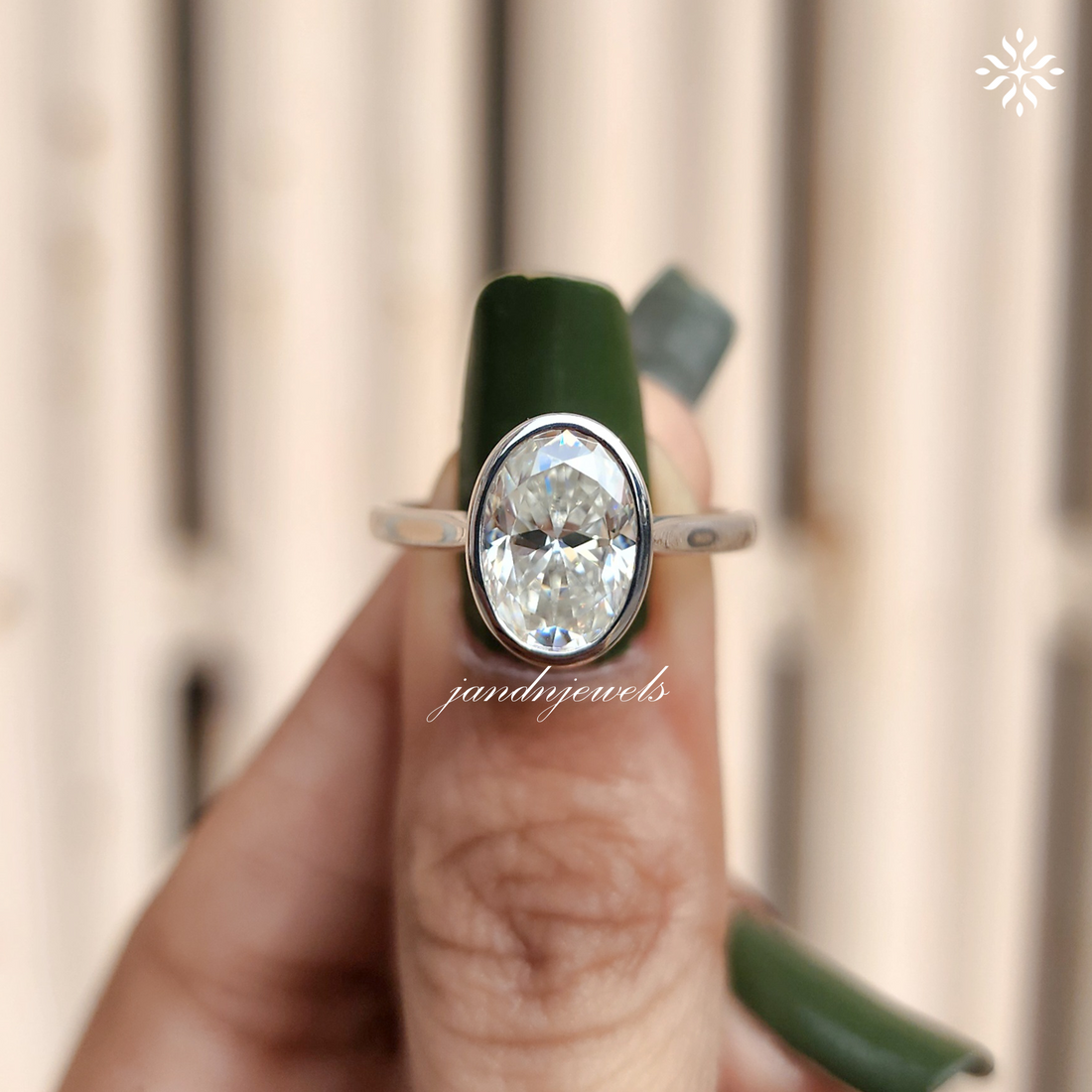 3CT Oval Cut Moissanite Wedding Ring 14k Solid White Gold Engagement Ring Bezel Set Moissanite Rings Gift's Rings For Her