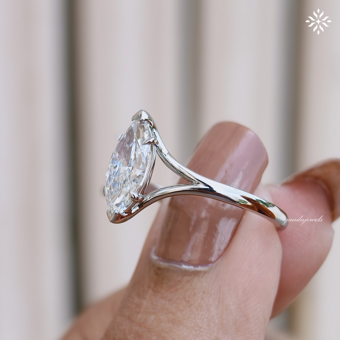 2CT Marquise Cut Lab Grown Diamond Engagement Ring Split Shank 950 Platinum Ring