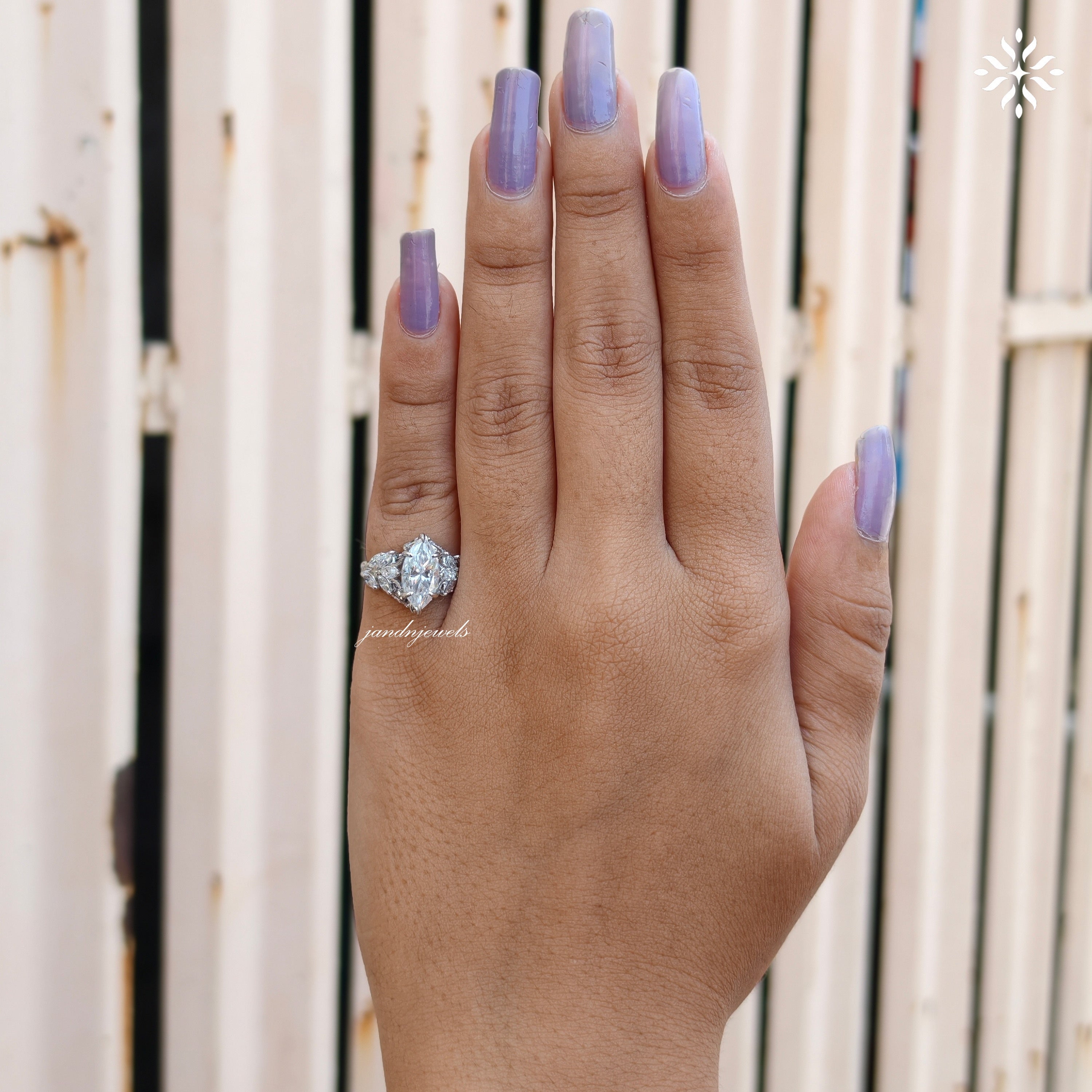 Floral Marquise Cut Moissanite Engagement Ring 14K Solid Gold nature Inspired Ring Artdeco Ring Promise Ring for Her