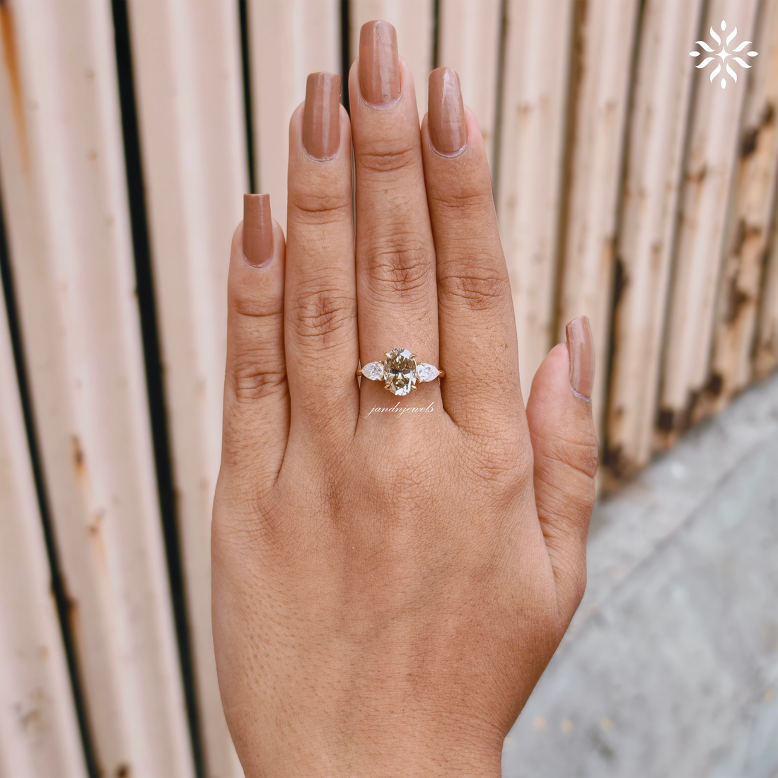 2CT Canary Yellow Oval Cut Moissanite Three Stone Wedding Ring Pear Cut Side Stone Trilogy Ring Luxurious 14K Gold Anniversary Gift for Wife
