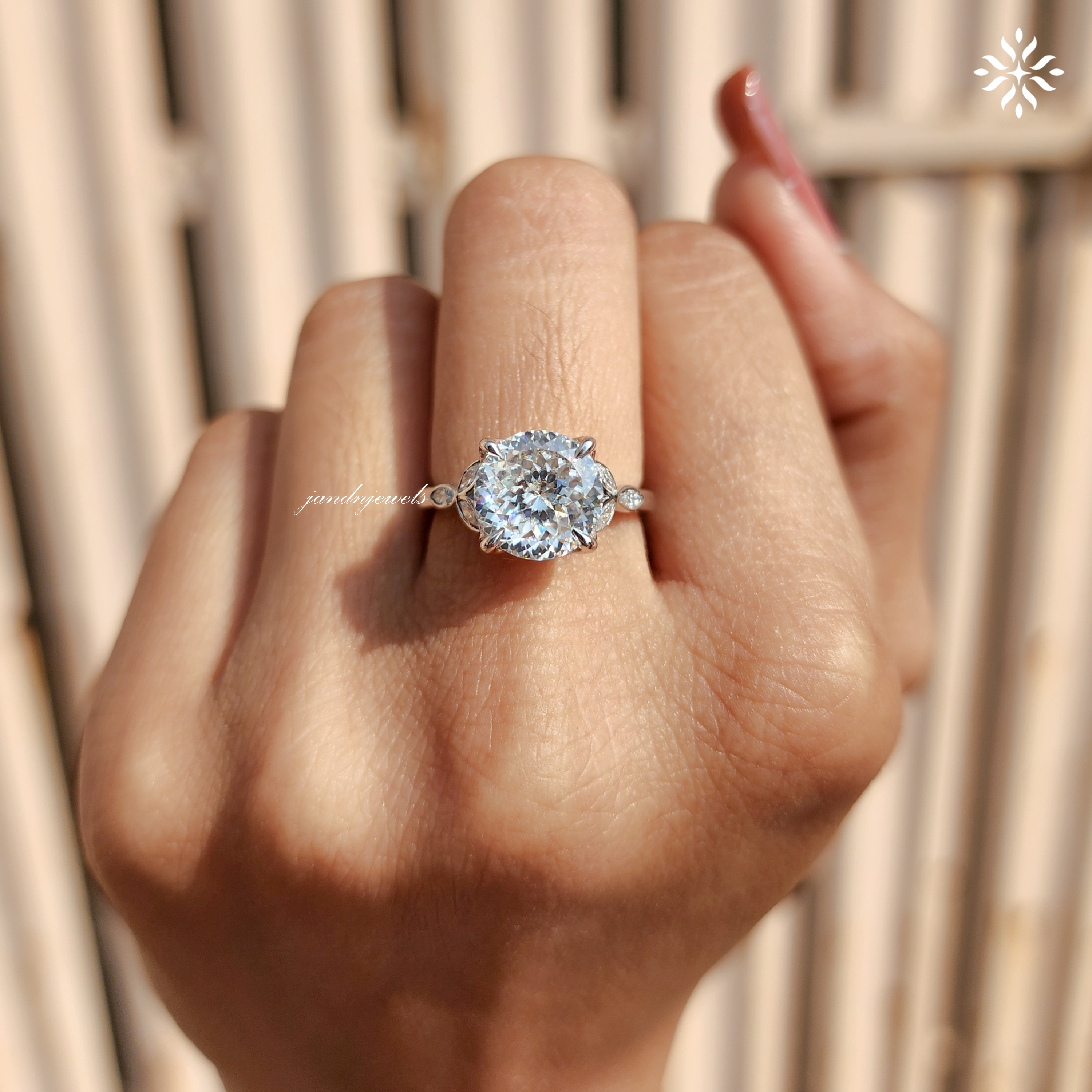 Custom 2CT Portuguese Cut Moissanite Engagement Ring, 14K Solid Gold Ring, Dainty Promise Ring for Her, Mystique Cathedral Setting Ring