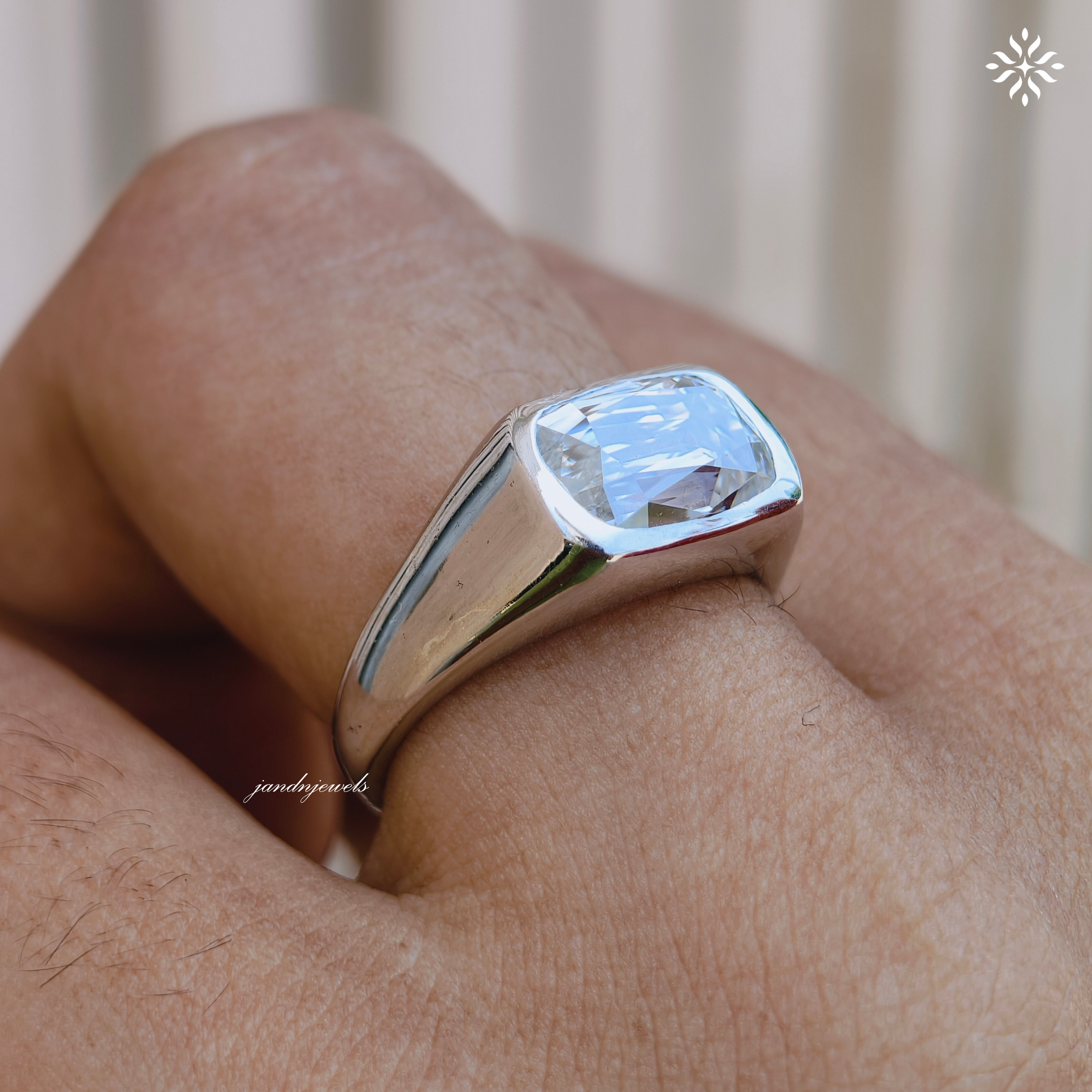 Criss Cushion Cut Moissanite Engagement Ring Bezel Setting Ring East West Solitaire Diamond Ring