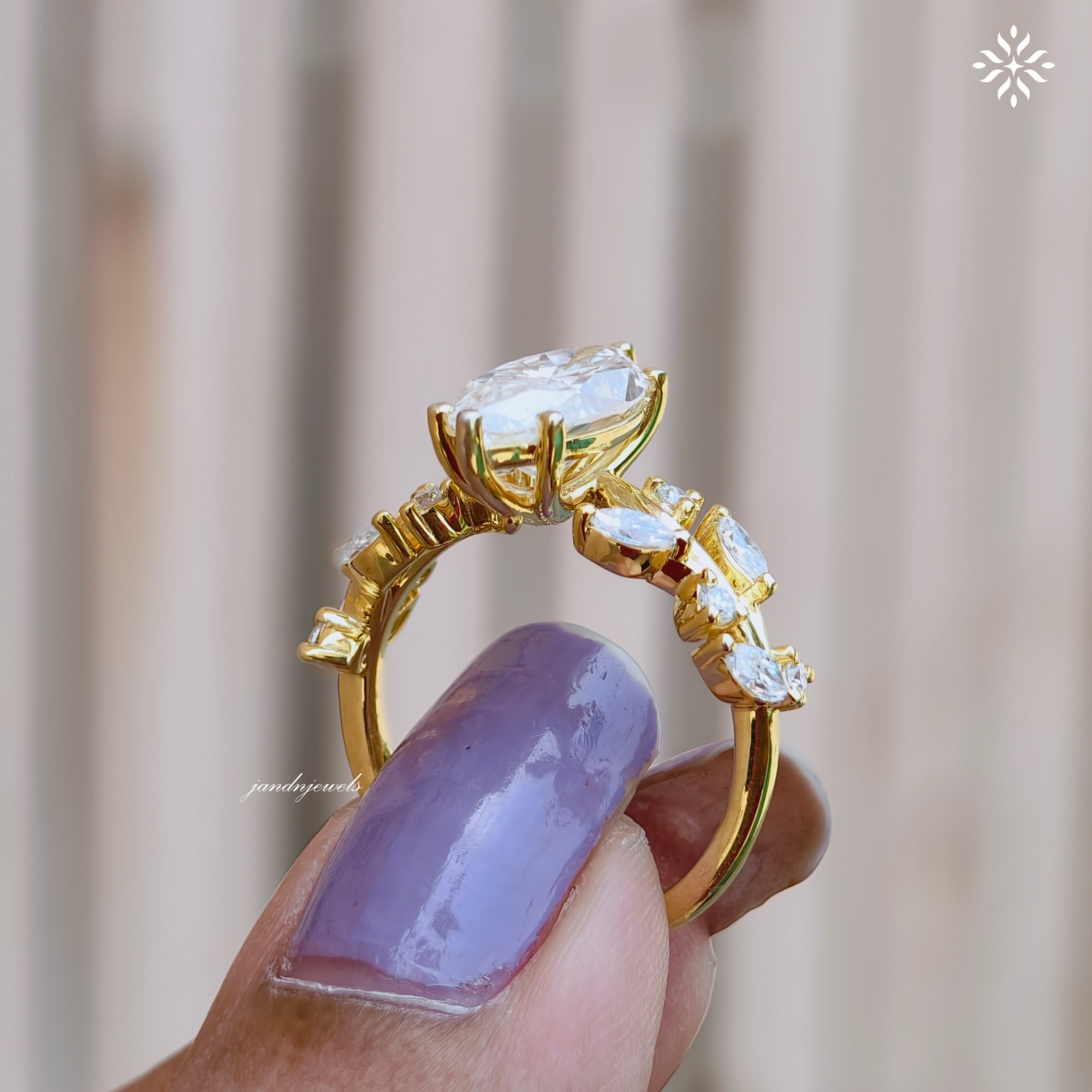 2.5CT Marquise Cut Moissanite Engagement Ring Floral Vine Moissanite Ring 14K Gold Leaf Wedding Ring for Her