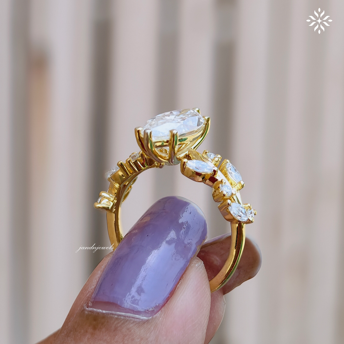 2.5CT Marquise Cut Moissanite Engagement Ring Floral Vine Moissanite Ring 14K Gold Leaf Wedding Ring for Her