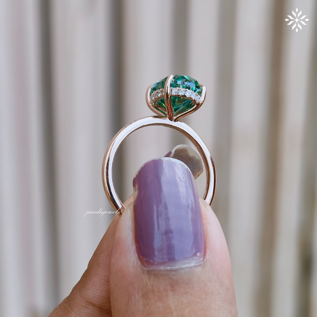 3CT Green Oval Shaped Moissanite Engagement Ring Solitaire Diamond Ring 14K Solid Rose Gold Ring Hidden Halo Promise Ring for Her