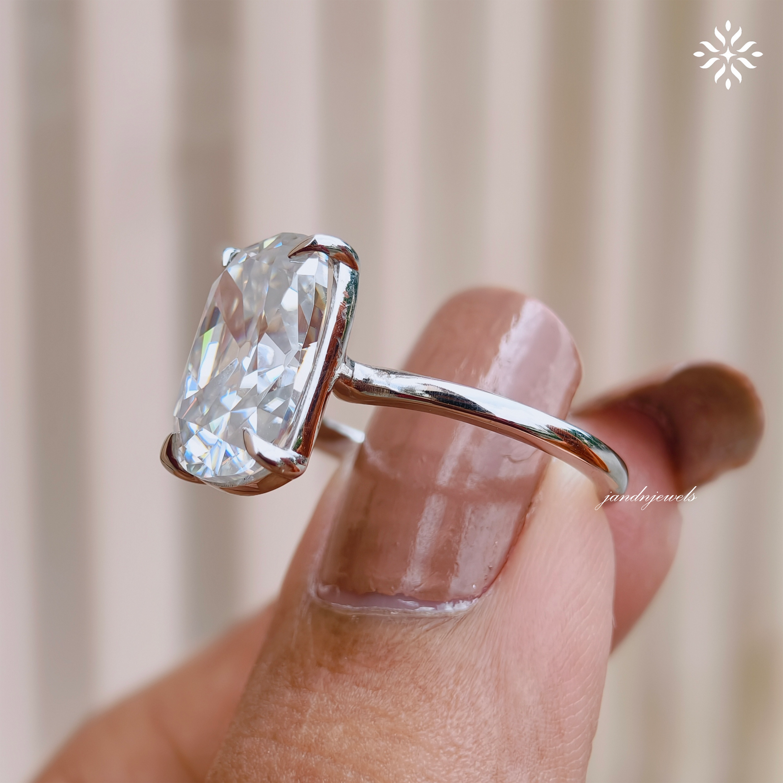 5CT Old Mine Cushion Moissanite Diamond Engagement Ring Solitaire Ring