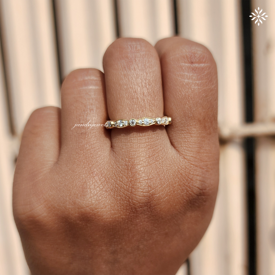 Art Deco Half Eternity Wedding Band Colorless Moissanite Band Migraine Wedding Band Matching Band for Her Wedding Gifts