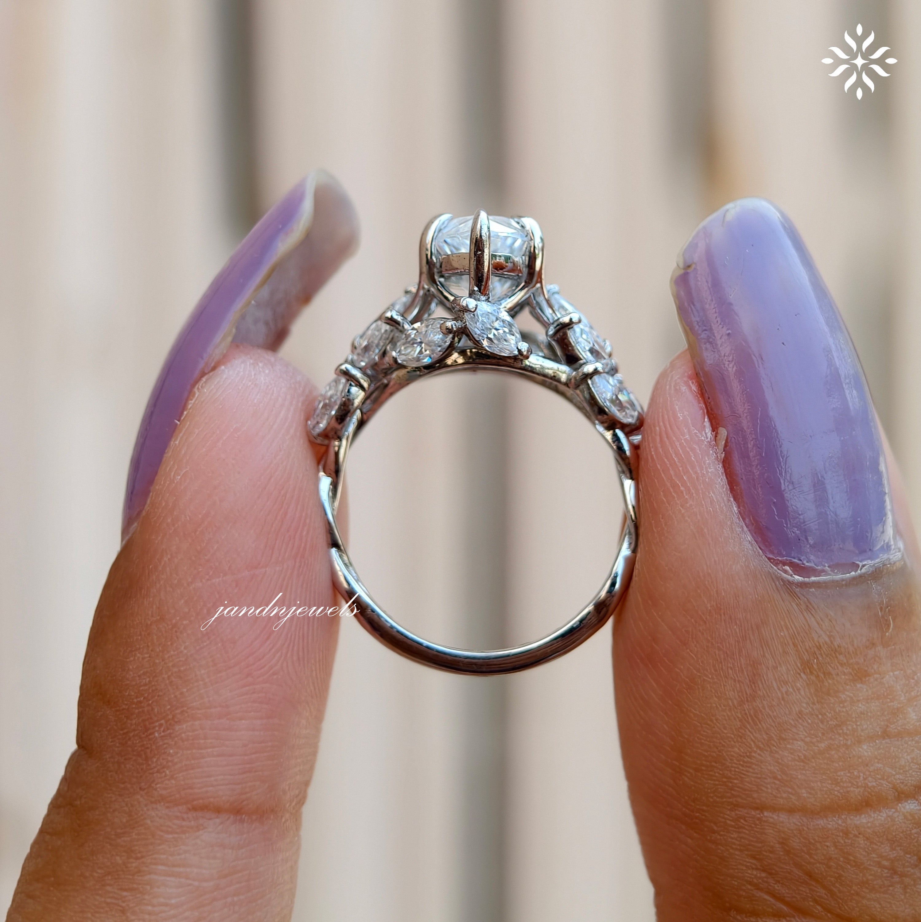 Floral Marquise Cut Moissanite Engagement Ring 14K Solid Gold nature Inspired Ring Artdeco Ring Promise Ring for Her