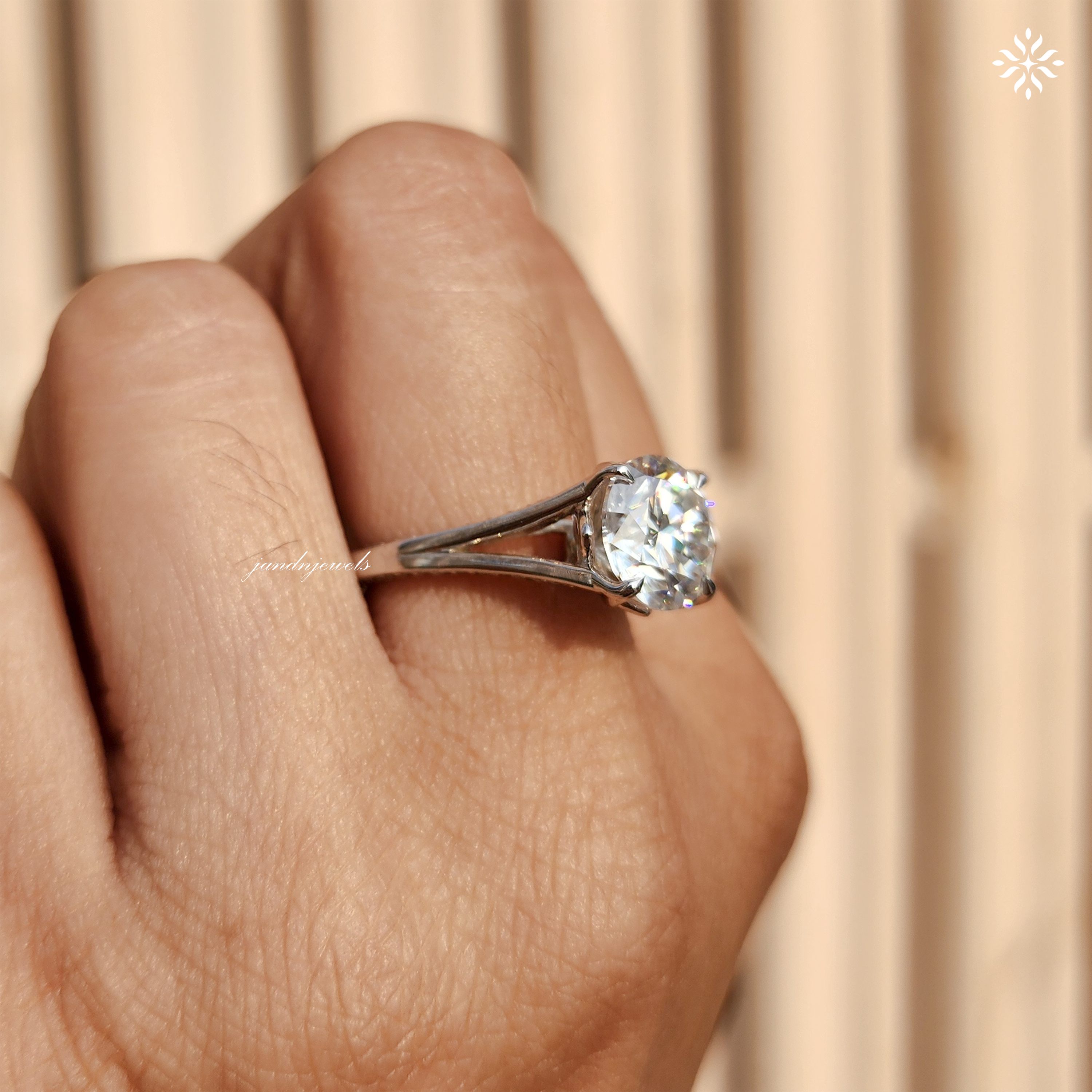 2CT Round Cut Moissanite Engagement Ring Cathedral Setting Ring Pavé Diamond Band Classic Solitaire Bridal Ring