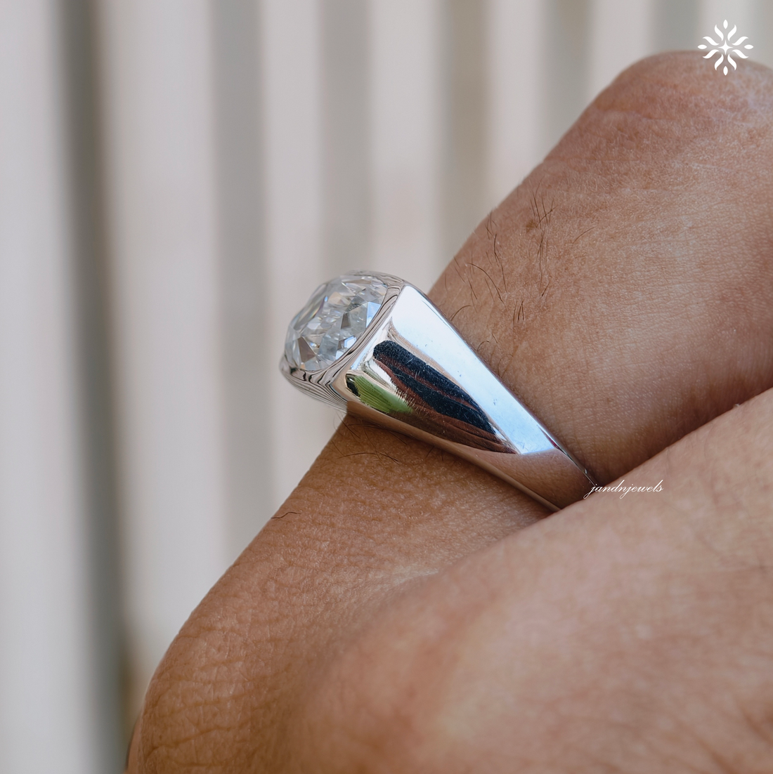 Criss Cushion Cut Moissanite Engagement Ring Bezel Setting Ring East West Solitaire Diamond Ring