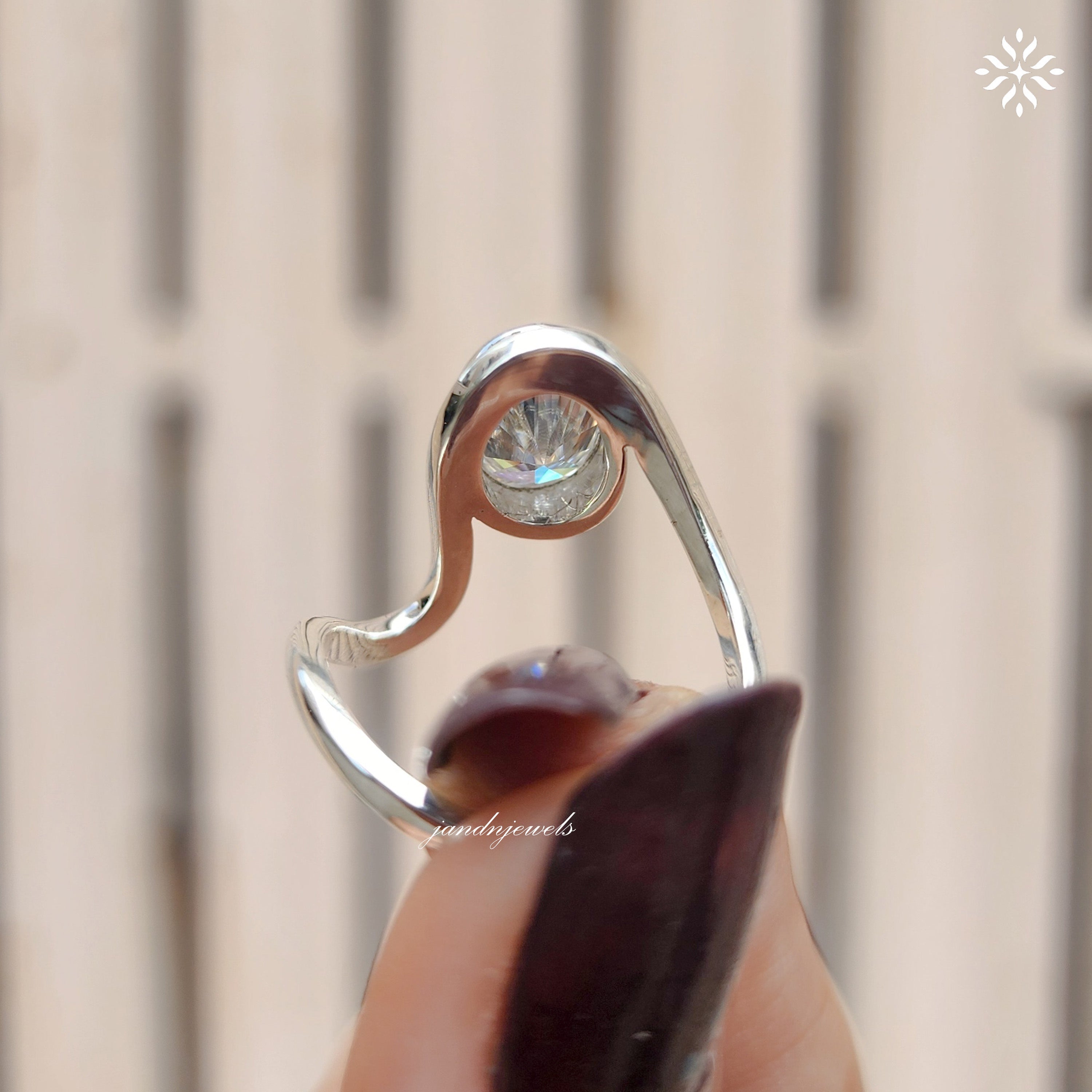 Oval Moissanite Ring, Open Wrap Ring Bezel Set Gold Band Minimalist Unique Engagement Ring