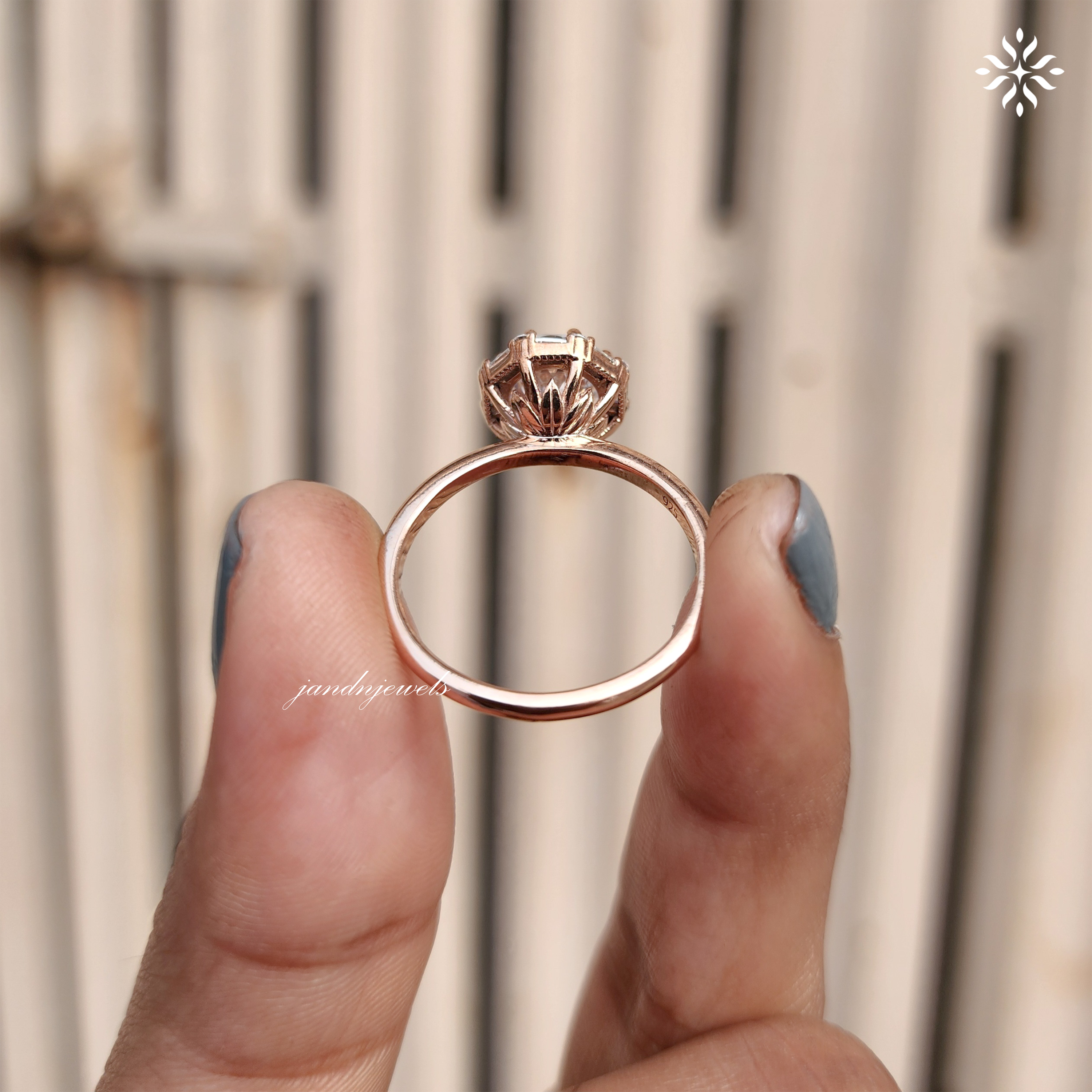 Unique Portuguese Cut Moissanite Engagement Ring Luxe Baguette & Round Halo Diamond Ring 14K Solid Gold Solitaire Ring