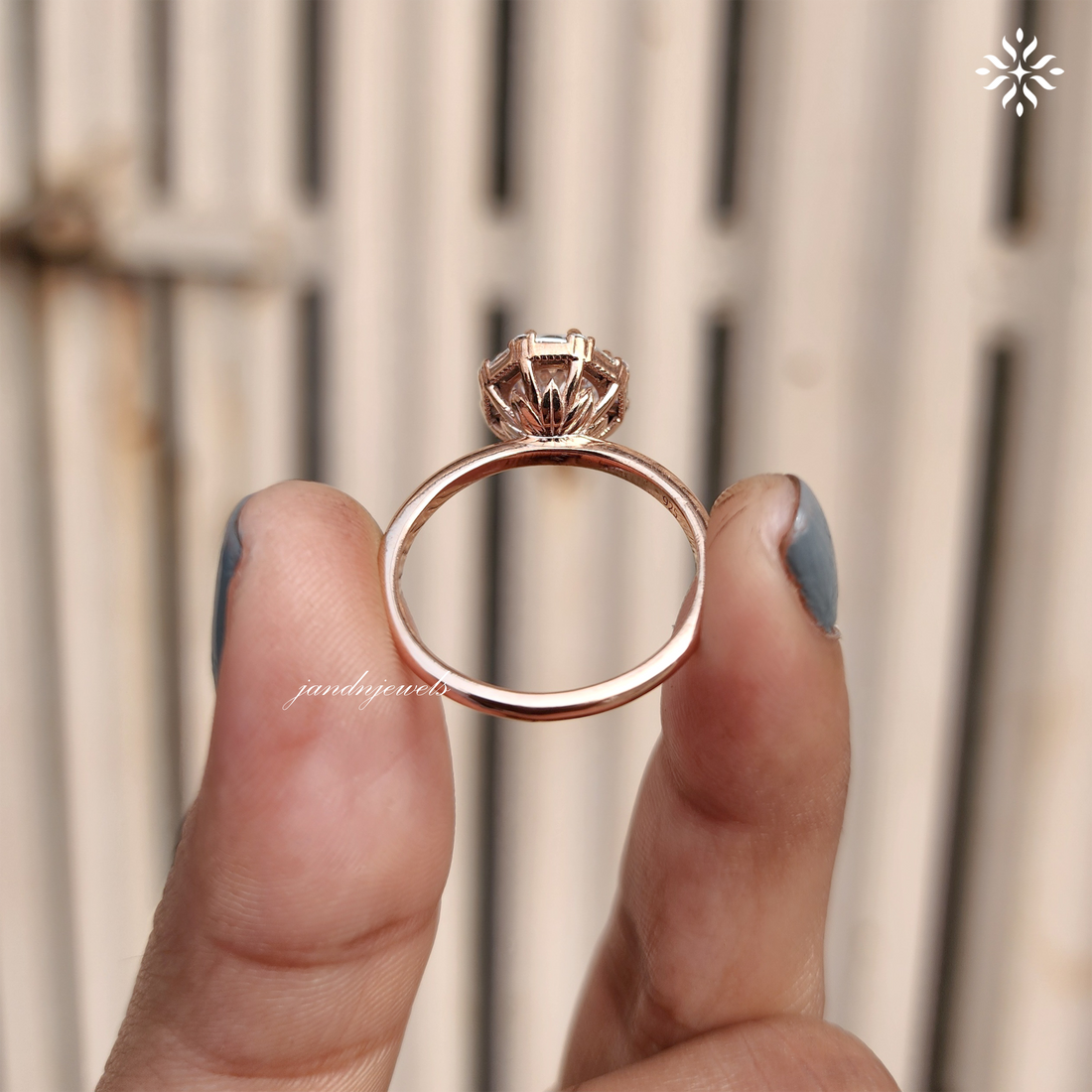 Unique Portuguese Cut Moissanite Engagement Ring Luxe Baguette & Round Halo Diamond Ring 14K Solid Gold Solitaire Ring