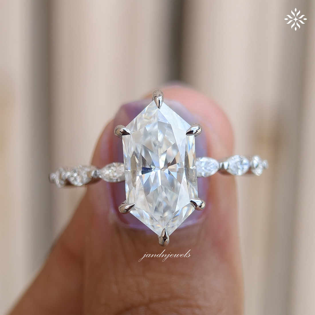 Lotus Hidden Halo 3CT Dutch Marquise Cut Moissanite Diamond Ring Solitaire Ring