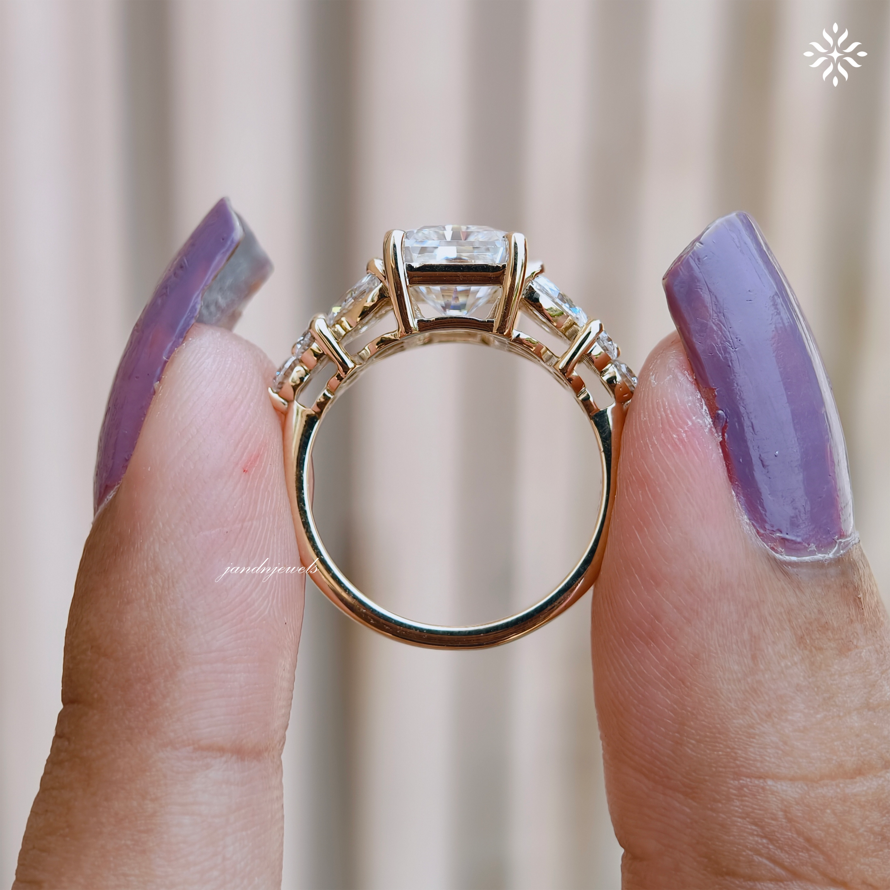 3 Carat Radiant Cut Moissanite Cluster Engagement Ring 14K Solid Gold Ring Floral Cluster Marquise Ring Unique Wedding Ring for Women