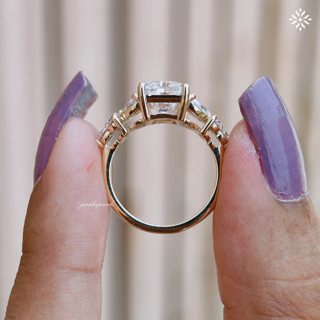 3 Carat Radiant Cut Moissanite Cluster Engagement Ring 14K Solid Gold Ring Floral Cluster Marquise Ring Unique Wedding Ring for Women