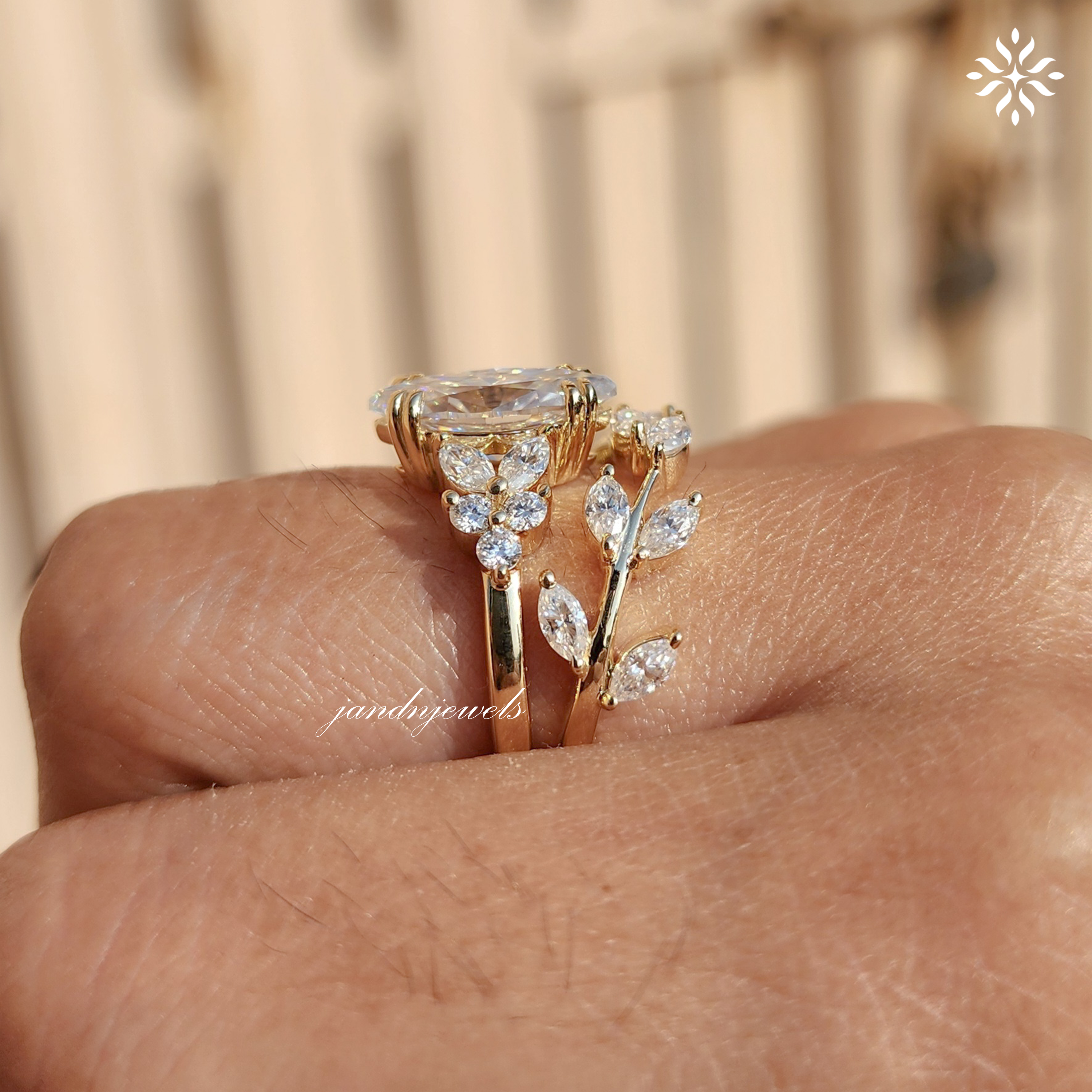 Marquise Wedding Set Diamond Bridal Set Ring for Her Marquise Engagement Ring Chevron Ring Set IGI Certified Best Matching Marquise Ring Set