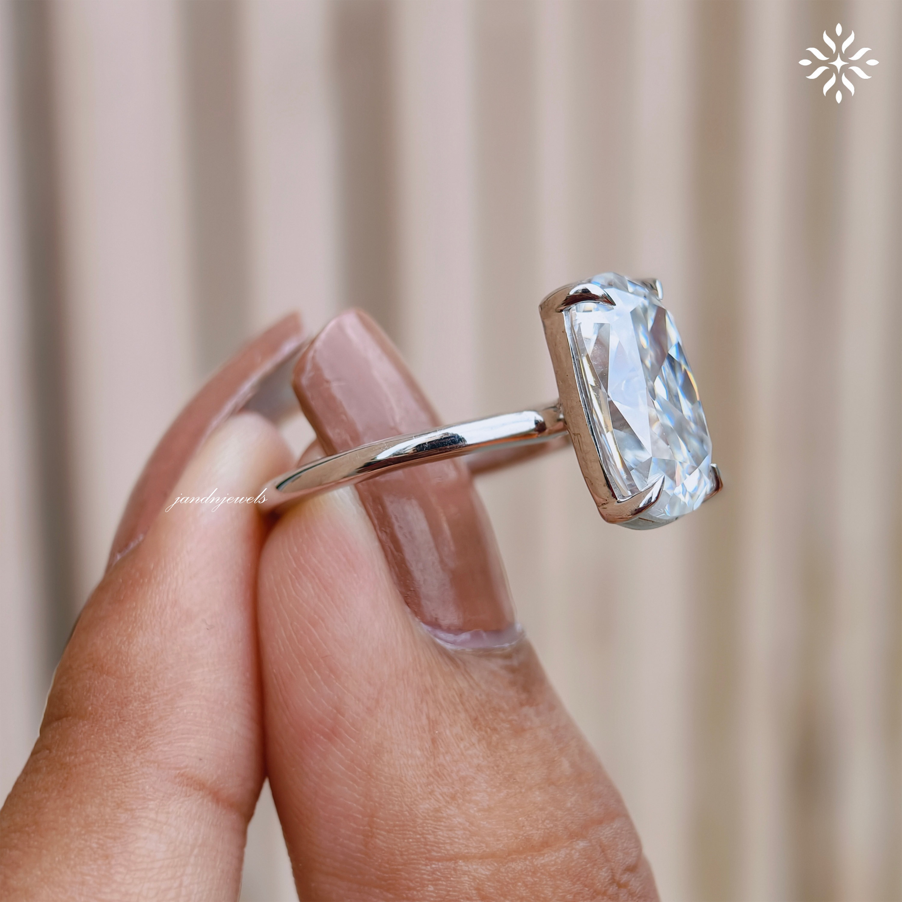 5CT Old Mine Cushion Moissanite Diamond Engagement Ring Solitaire Ring