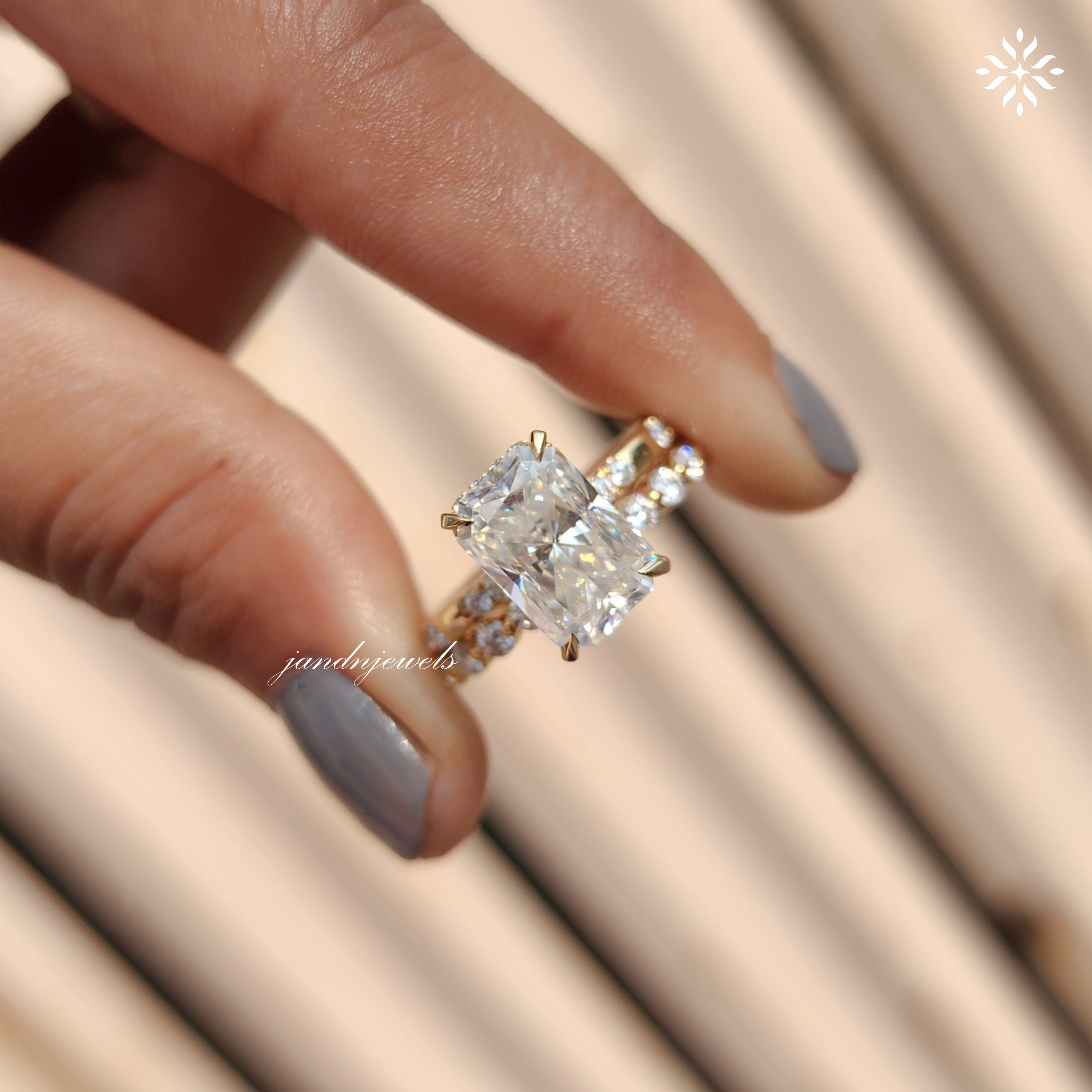 3CT Radiant Cut Moissanite Engagement Bridal Ring Set Hidden Halo Solid Gold Diamond Wedding Ring Promise Ring Set Anniversary Gift for Her