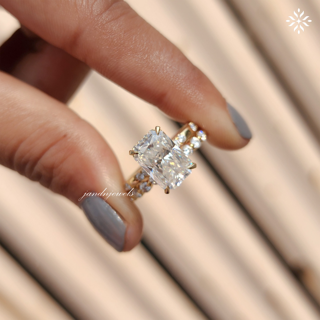 3CT Radiant Cut Moissanite Engagement Bridal Ring Set Hidden Halo Solid Gold Diamond Wedding Ring Promise Ring Set Anniversary Gift for Her