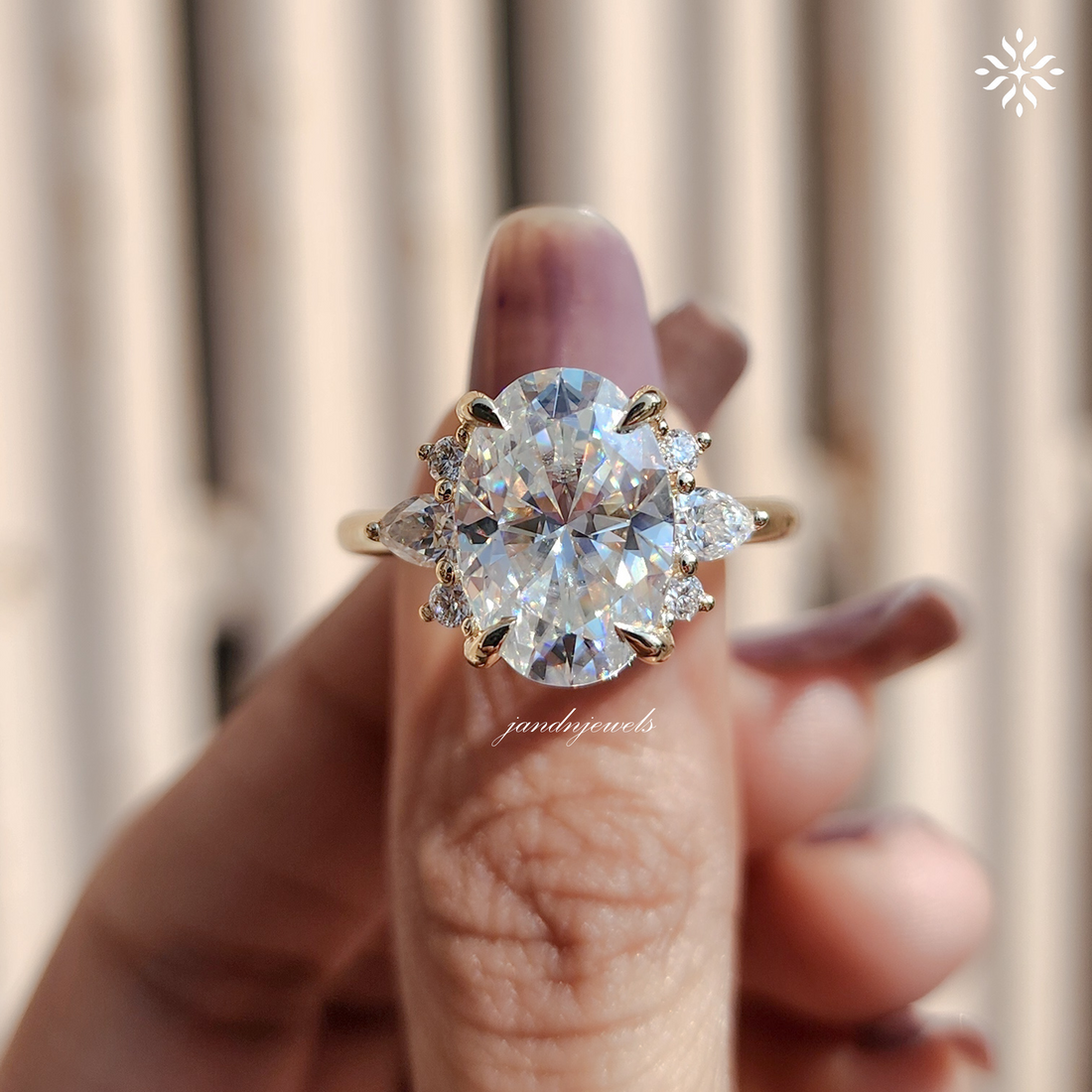 4CT Oval Cut Moissanite Engagement Ring Cluster Diamond Ring Wedding Ring 14K Solid Gold Ring