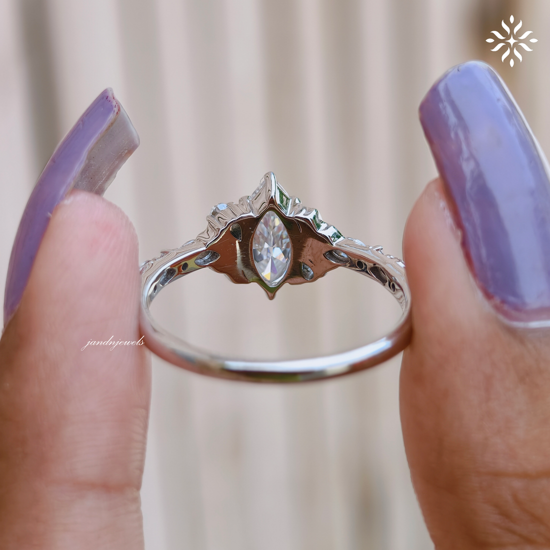 Vintage Marquise Moissanite airy Engagement Ring Flower Wedding Ring Promise Rings For Women 14K Solid Gold Ring Anniversary Gift