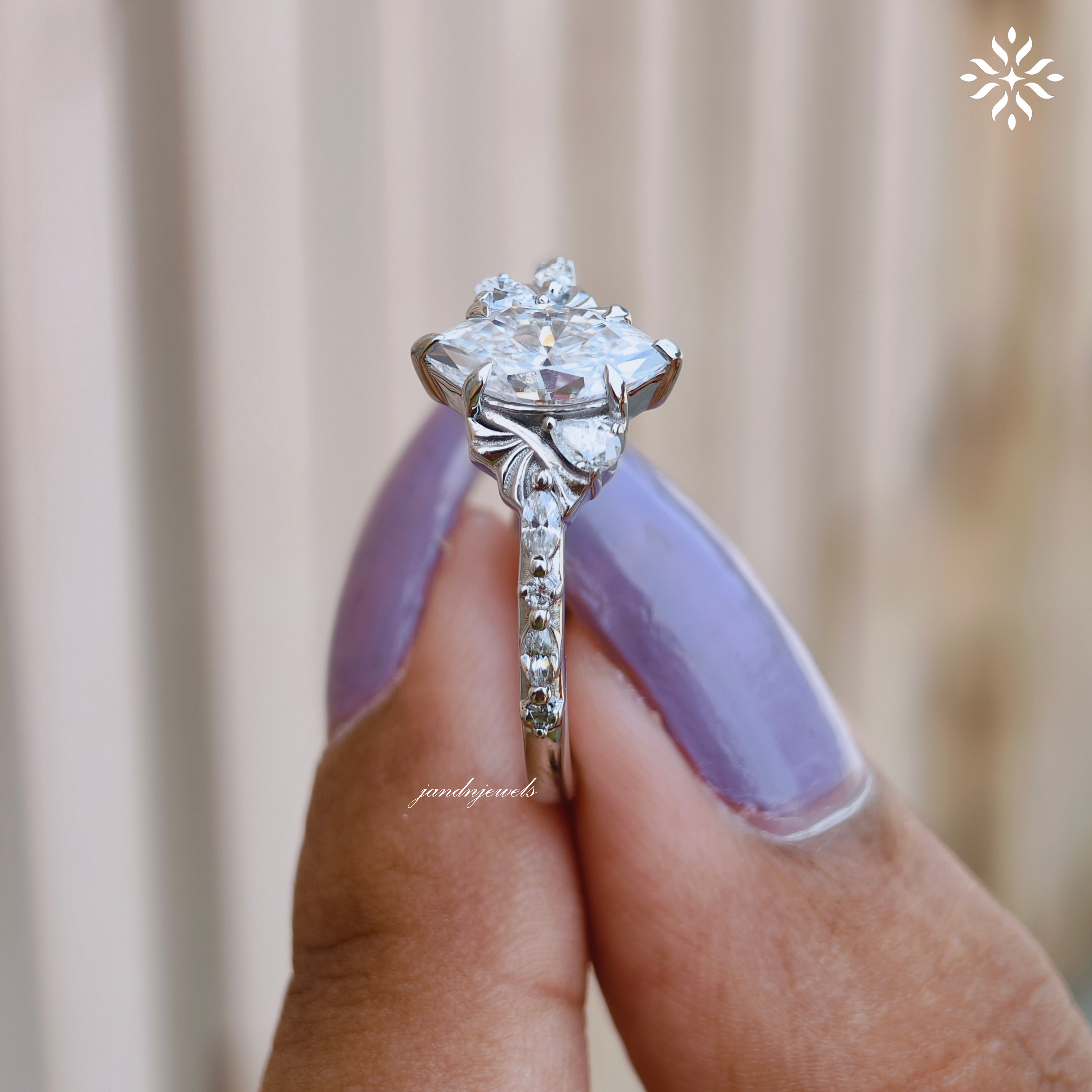 Vintage Marquise Moissanite airy Engagement Ring Flower Wedding Ring Promise Rings For Women 14K Solid Gold Ring Anniversary Gift