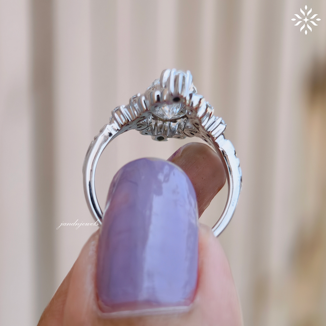 2 Carat Marquise Cut Moissanite Engagement Ring Vintage Inspired Floral Ring Antique Style Engraved Band 14K Gold Unique Bridal Ring