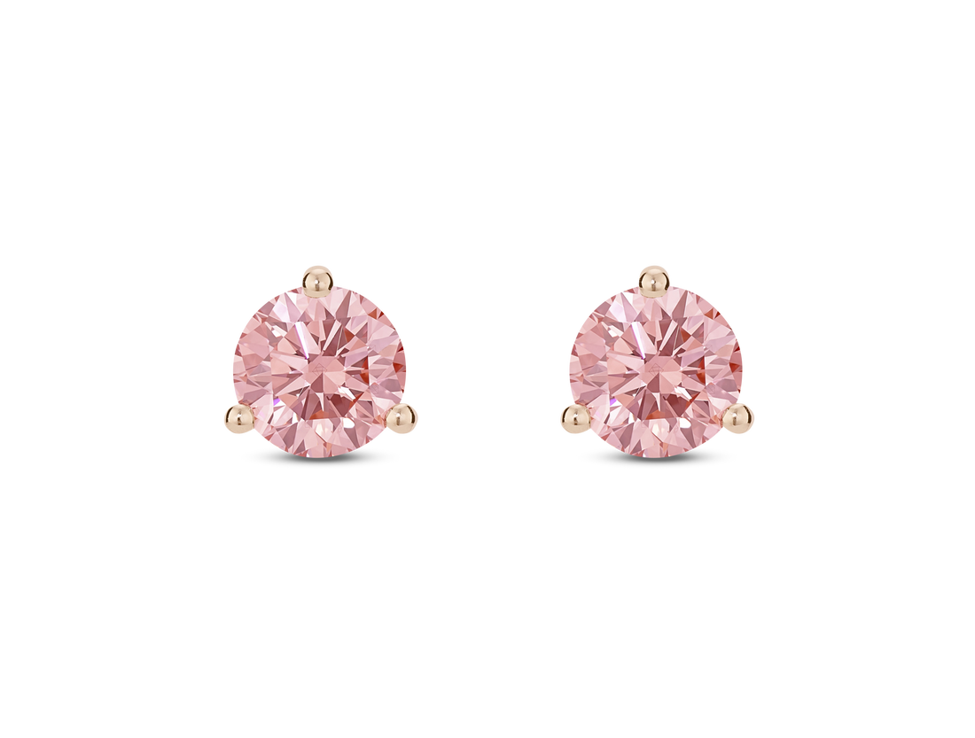 Lab-Grown Diamond 1½ct. tw. Round Brilliant Solitaire 14k Gold Studs | Pink