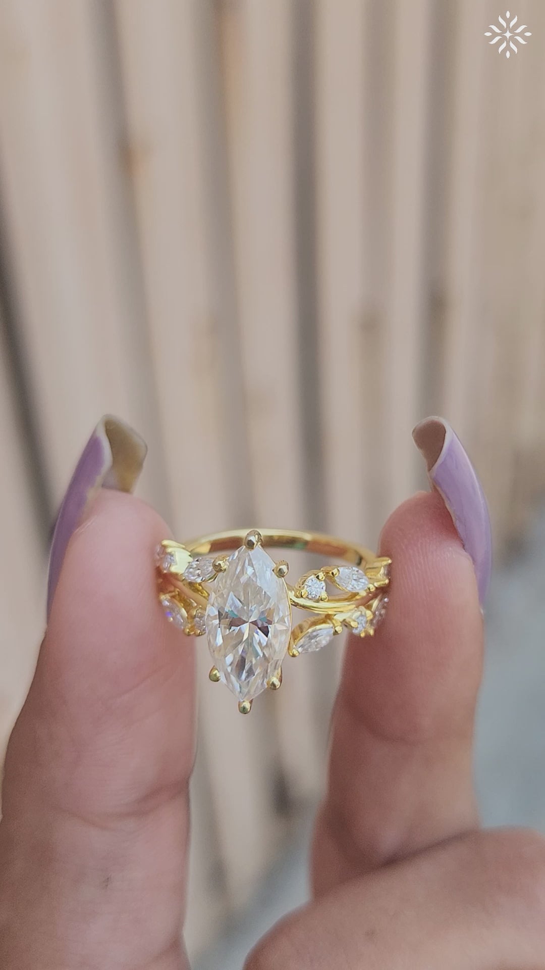 2.5CT Marquise Cut Moissanite Engagement Ring Floral Vine Moissanite Ring 14K Gold Leaf Wedding Ring for Her